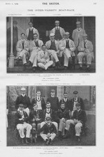 ROWING Oxford and Cambridge Crews for Inter-Varsity Boat Race Antique Print 1903