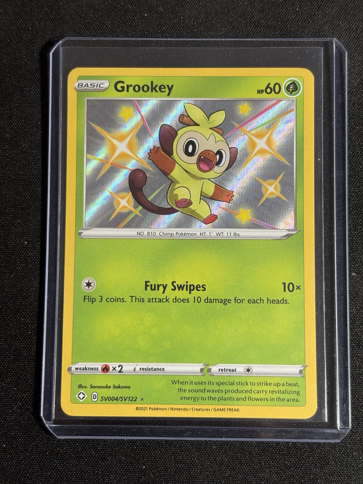Grookey SV004/SV122 Shining Fates Shiny Holo Rare Pokemon TCG