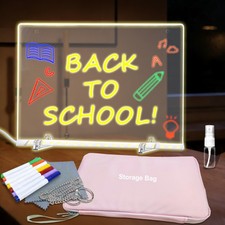 LED Note Board with Colors,11.8"X7.9" 4 Modes Light Up Drawing Board, Acrylic...