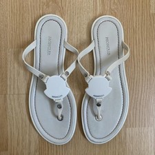 Women Moncler Flip Flops White Leather 39