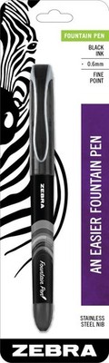 Zebra Pen Fountain Pen, Free-Flowing Liquid Black 1 Count (Pack of 1),