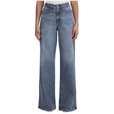  450 GOOD AMERICAN Wide Leg Jeans Crystal Rhinestone Stripe Relaxed Denim 8/29