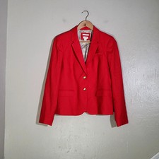 J. Crew Schoolboy Blazer Red Size 0 Brass Buttons Stripes Academia Preppy