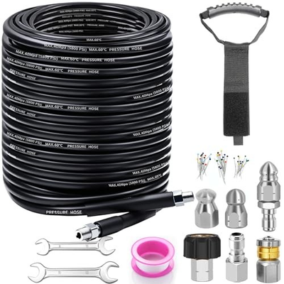 #ad 150FT Sewer Jetter Kit for Pressure Washer 5800PSI Drain Cleaner Hose 1 4 Inch $150.42