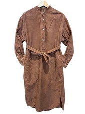 UNIQLO U Brown Corduroy Shirt Dress S W/ Belt Lightweight Casual