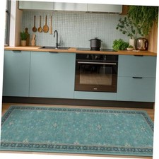 Boho 2x6 Non Slip Kitchen Rug Runner - Teal Washable Rug for Bathroom,