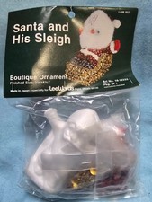 LeeWards SANTA AND HIS SLEIGH Vintage Sequin Bead Christmas Ornament KIT NOS