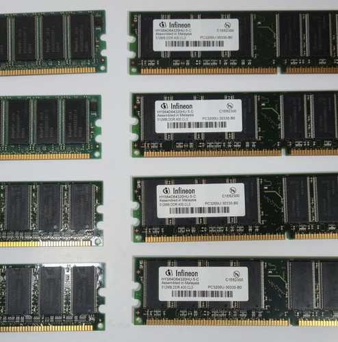 Lot Of 8 DDR1 400 CL3 CL2.5 Desktop RAM Memory (x4 512MB And x4 256MB) Infineon - Picture 2 of 3