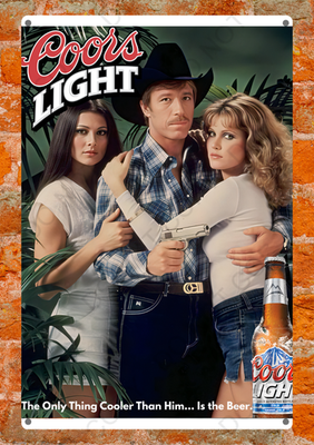 Coors Light Beer Metal Sign Chuck Norris Wall Art Man Cave Bar