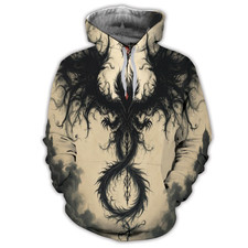 Infernal Wings Dragon Hoodie 3D Gothic Myth Art Pullover Unisex