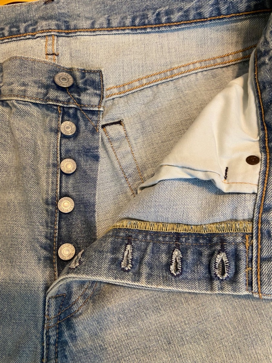 Levis 501 Selvedge 150th Anniversary Sashiko Mens Denim Distressed