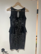 Vintage Chic A Booti Cocktail Dress Velvet Black Peplum Women’s Size S US XS
