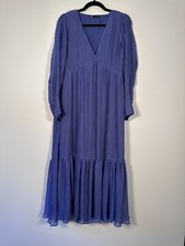 ZARA Crinkle Pleated Maxi Dress – Blue with Purple Undertone – Size  XS 