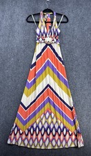 Boston Proper Chevron Retro Resortwear Halter Maxi Dress Women’s S Made In USA