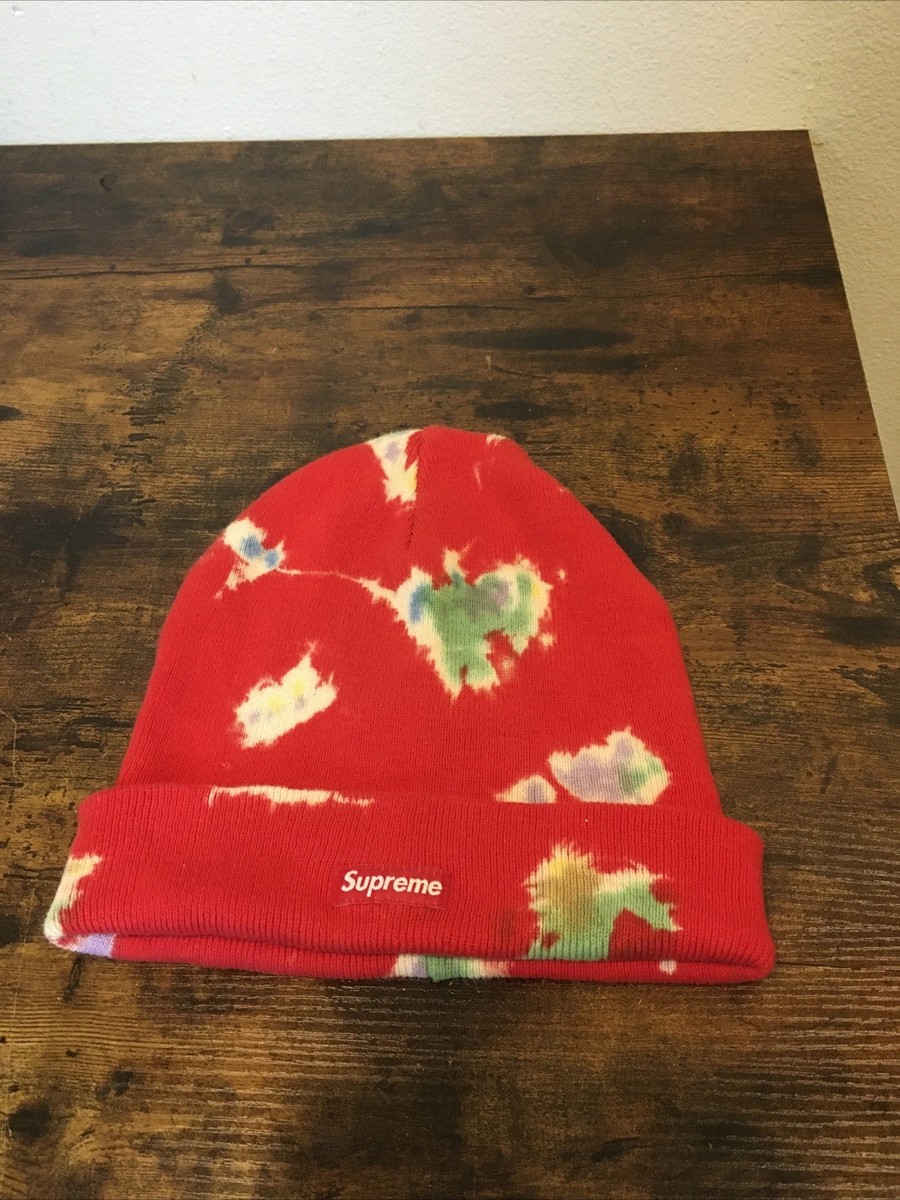 🔥 Supreme Splatter Dyed Red Beanie – SS20 Release – Pre-Owned