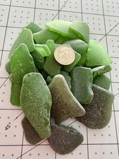 GR 2236 Genuine Surf Tumbled Sea Glass/Green Frosted Beach Glass