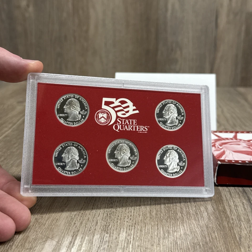 Juego de 9 monedas 1999 S plata prueba Estados Unidos con caja original y certificado de autenticidad San Francisco como nuevo Foto 3 de 4