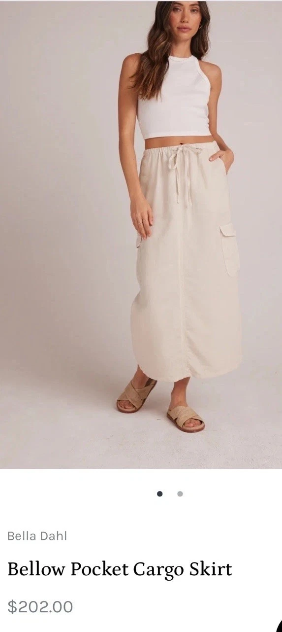 Bella Dahl Skirt XS Linen Blend Cargo Strait NWT $202 Sand-Beige Made In USA