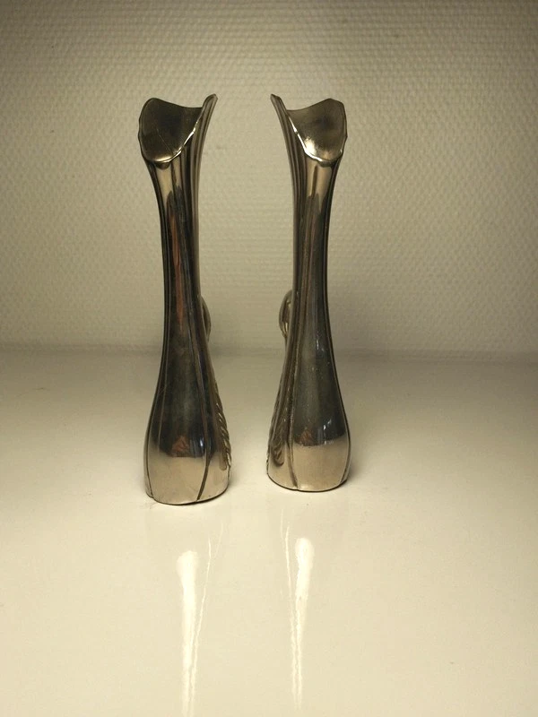 Soliflores métal argenté art déco tête de Cygne - Photo 4/4