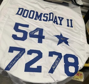 Doomsday II autographed signed  jersey Dallas Cowboys White, Too Tall & Dutton 