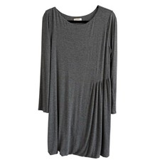 Sundance Jersey Knit Long Sleeve Dress Women Small Comfy Heather Gray Bubble Hem