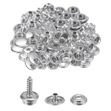 150 Pezzi Fissaggi a Scatto a Vite 0,6" Acciaio Inox, Tono Argento