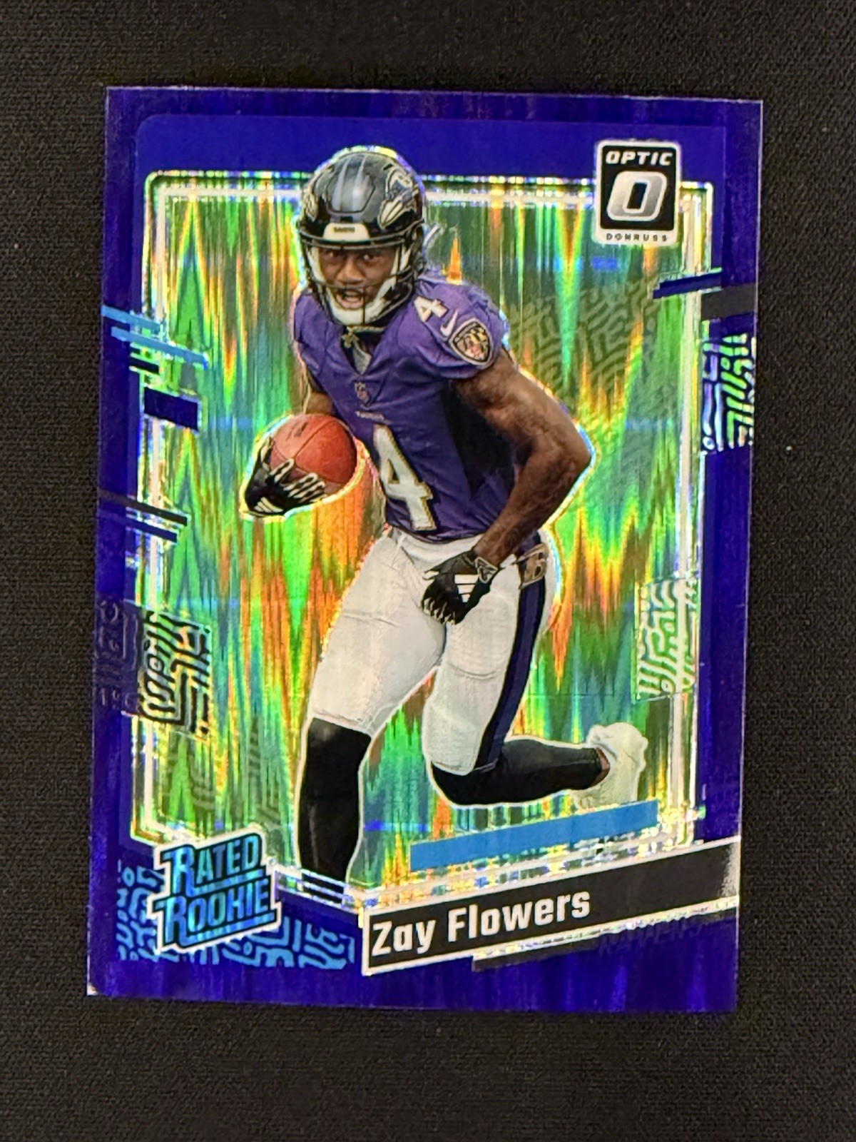 2023 Panini Donruss Optic Zay Flowers Purple Shock Rated Rookie #210 Ravens RC