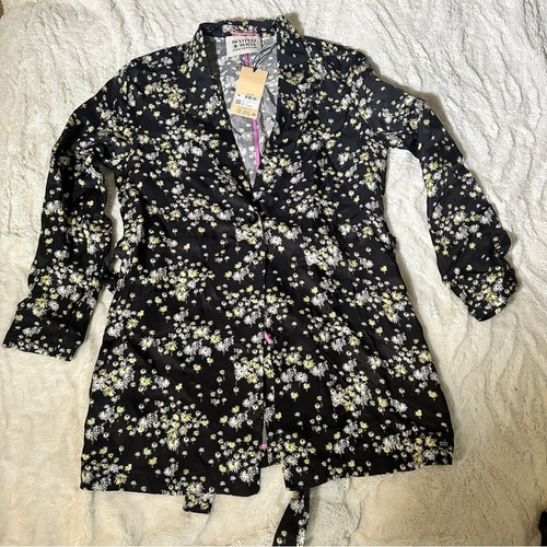 NWT Scotch & Soda Size L Black Yellow Floral Draped Blazer Belted Career Chic - Picture 12 of 16