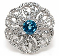 2CT Aquamarine  White Topaz 925 Genuine Sterling Silver Ring Jewelry SZ 8