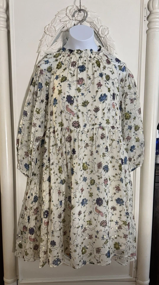 Bonpoint Bluebell печати шелк девочек платье размер 10Y новый, неношенный без ярлыков - Изображение 2 из 4