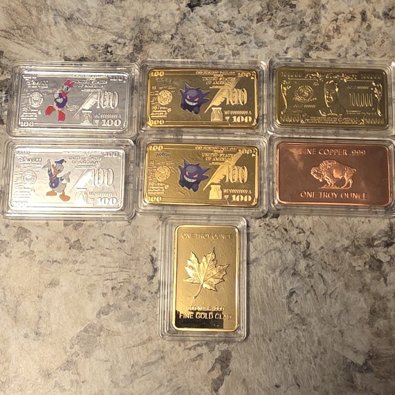 Mixed Lot Novelty Bullion Bars Disney 100 & Pokemon .999 Copper 1oz 7oz Total