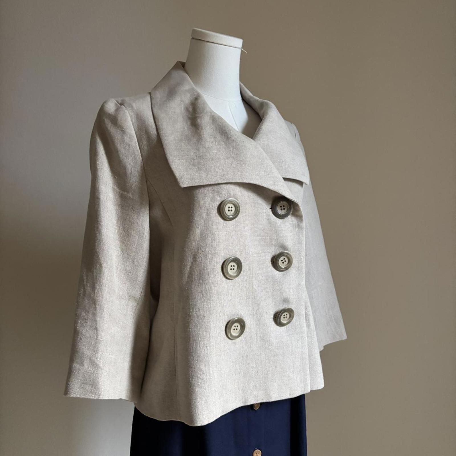 Linen double breasted button jacket - image 2
