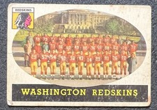 1958 TOPPS WASHINGTON REDSKINS TEAM CARD #27 CREASE STAIN ON BACK