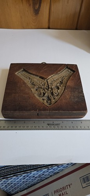 #ad CIRCA 1800s ANTIQUE WOOD BLOCK PATTERN MOLD PRIMITIVE PLASTER CAST GESS $224.99