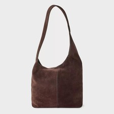 Asymmetrical Suede Bucket Bag - A New Day Brown