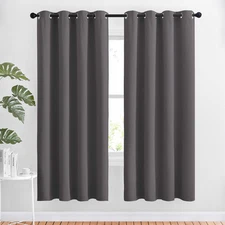 Blackout Thermal Curtains 72 Inch Room Darkening Grommet Panels Gray