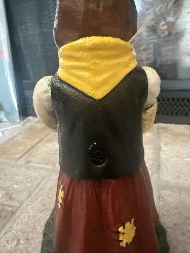 Antike Gusseisen Metall Hase Türstopper Figur mit Korb weibliches Mädchen - Bild 6 von 9