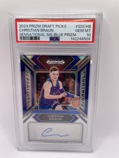 Christian Braun 2024 Panini Prizm Draft Picks Sen Sig Blue AUTO /149 PSA 10