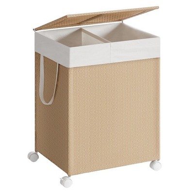 Laundry Hamper with 2 Section, 100 L Large Rolling Laundry Basket with Wheels...