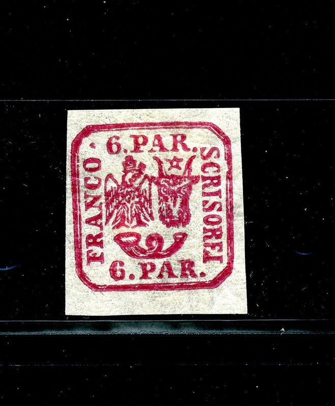 Romania #16 (R156) Coat of Arms, 6a carmine of 1862, M, H, FVF, CV$95.00