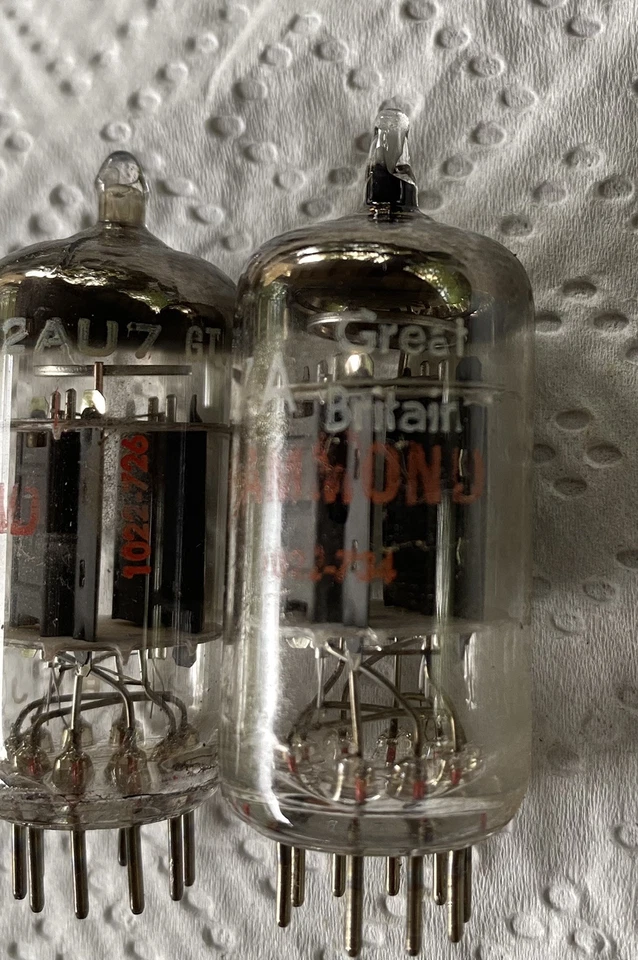 Par de tubos de vacío 12AU7 años 60 Gran Bretaña Hammond Amperex Foto 3 de 4
