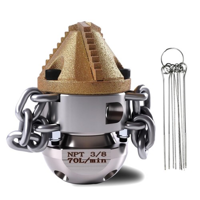 #ad ZZHANFF 3 8 NPT Sewer Jetter Rotating Nozzle 2.6 x 3 x 5.5 inches silvery $236.24