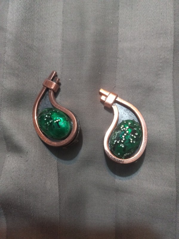 Matisse Renoir Copper Clip-On Earrings Colorful MCM Modernist