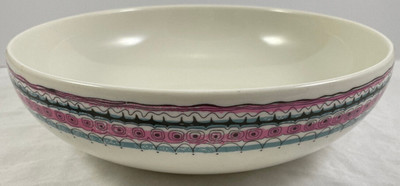 Peter Terris Bali Serving Bowl Rare 9.5''D Shenango Vintage Pink Blue Stripe MCM