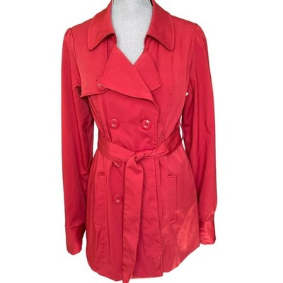 Vertigo Paris Double Breasted Red Trench Coat Lined Women's Size M