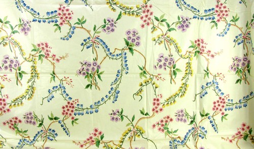 Vintage Brunschwig & Fils Glycines Cotton Print Fabric Sample - 2 Sizes