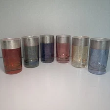 INTERGLASS FIRENZE MADE IN ITALY 6 SMALL TUMBLERS SILVER BAND