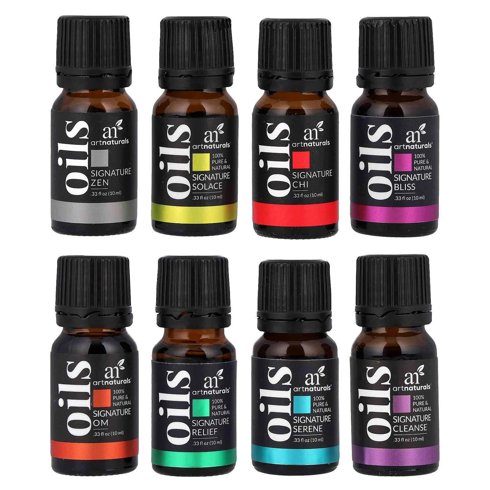 Essential Oils Set, Top 8 Blends, 8 Bottles, 0.33 fl oz (10 ml) Each-image