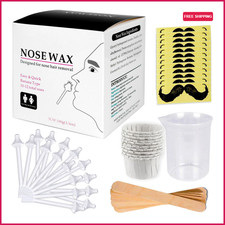 Nasenhaar Wachs Set 100 g mit 20 Applikatoren und 10 Schnurrbart Schablonen