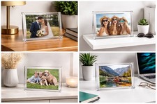 AITEE 4x6 Acrylic Picture Frames 3-Pack Clear Magnetic Stand Floating Display
